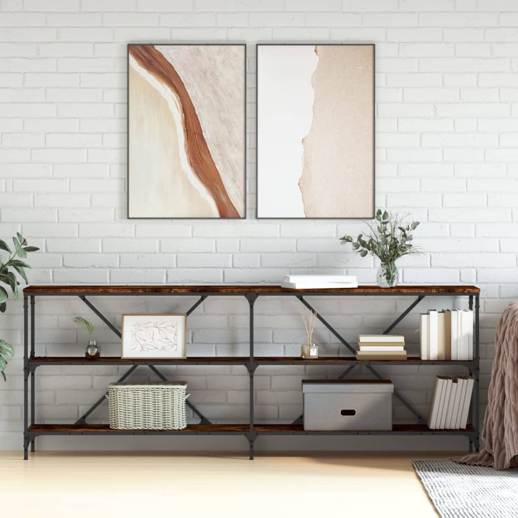 Wandtafel 200X30X75 Cm Bewerkt Hout En Ijzer Gerookt Eikenkleur