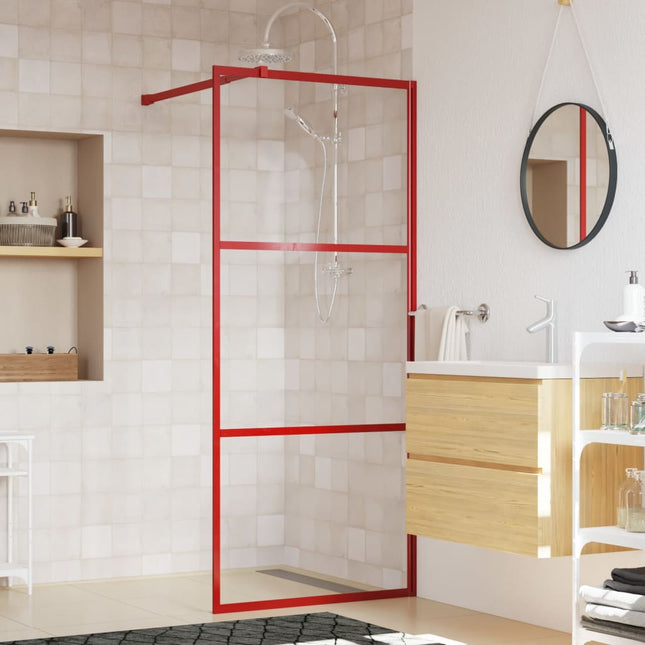 Inloopdouchewand Transparant Esg-Glas 80 x 195 cm Rood Doorzichtig