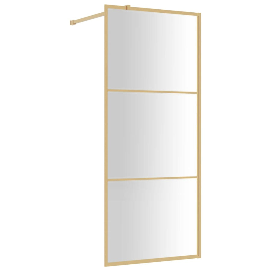 Inloopdouchewand Transparant Esg-Glas Kleurig 80 x 195 cm Goud Doorzichtig