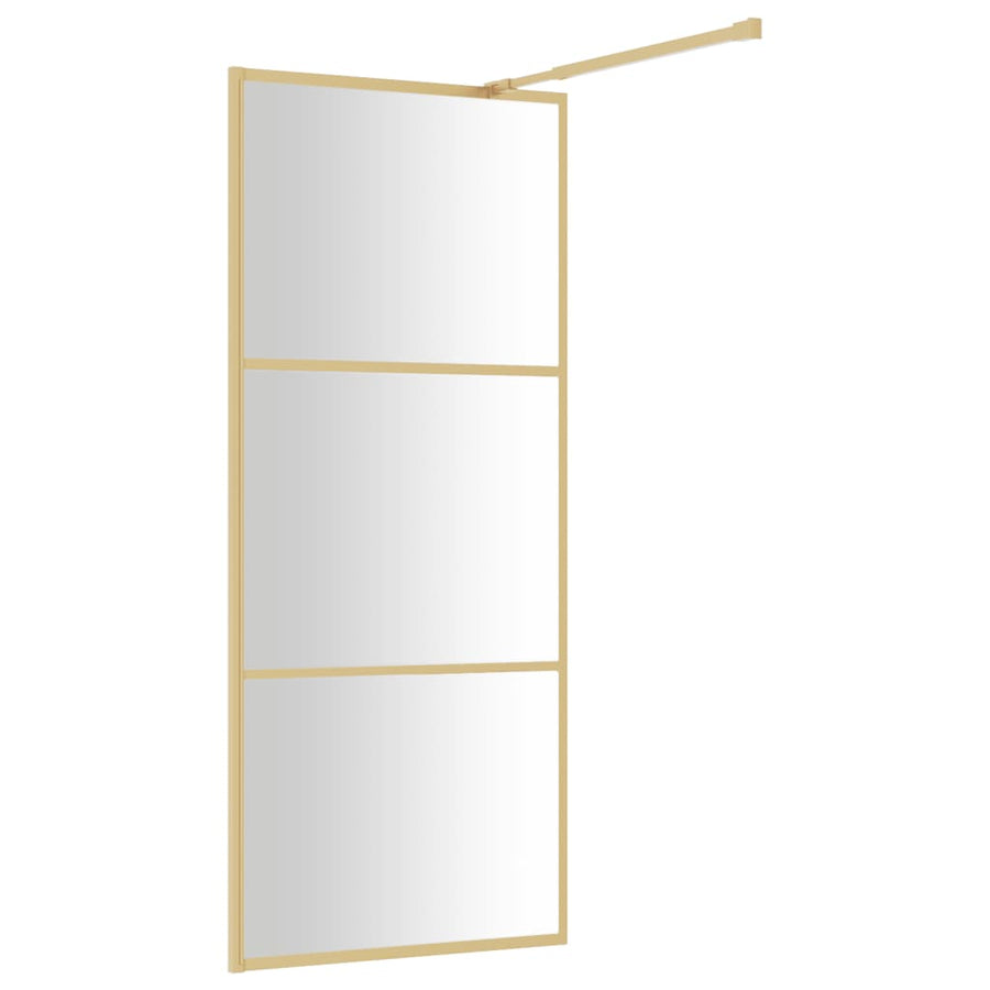 Inloopdouchewand Transparant Esg-Glas Kleurig 80 x 195 cm Goud Doorzichtig
