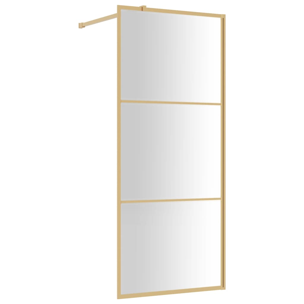 Inloopdouchewand Transparant Esg-Glas Kleurig 90 x 195 cm Goud Doorzichtig