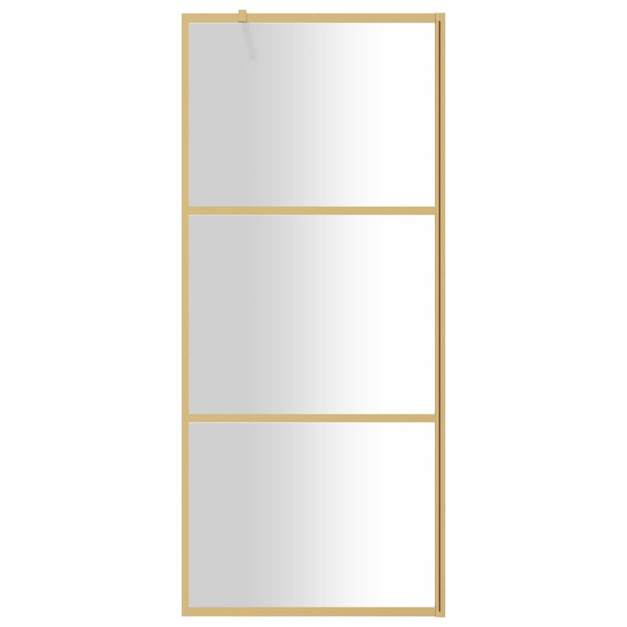 Inloopdouchewand Transparant Esg-Glas Kleurig 90 x 195 cm Goud Doorzichtig