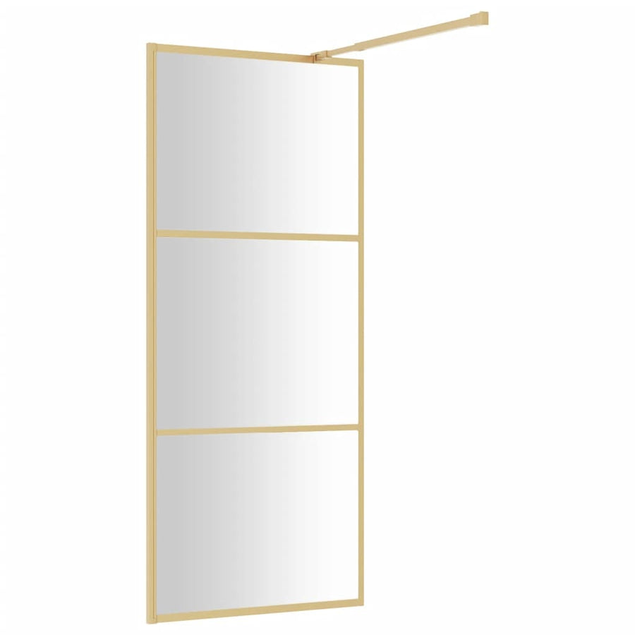 Inloopdouchewand Transparant Esg-Glas Kleurig 90 x 195 cm Goud Doorzichtig