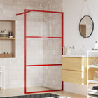 Inloopdouchewand Transparant Esg-Glas 100 x 195 cm Rood Doorzichtig