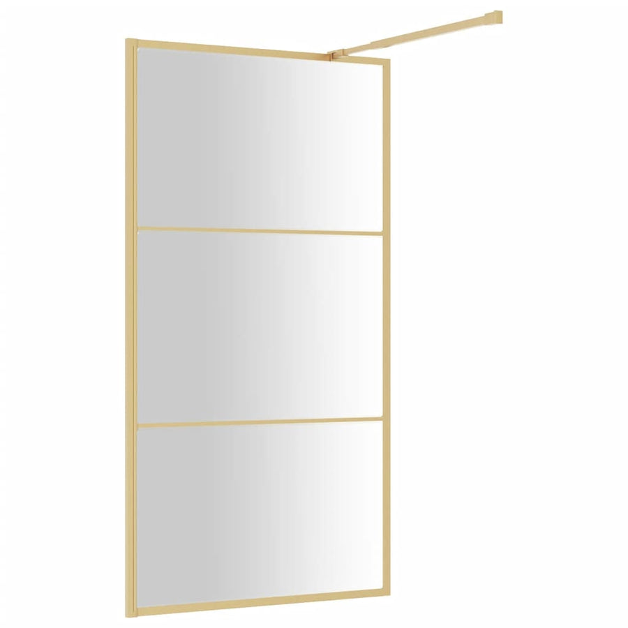 Inloopdouchewand Transparant Esg-Glas Kleurig 100 x 195 cm Goud Doorzichtig