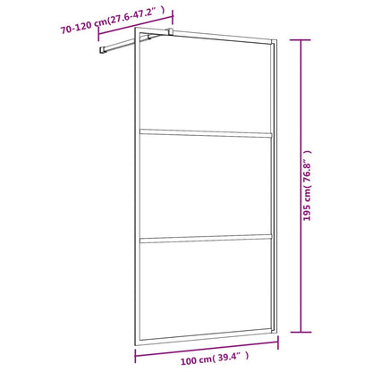 Inloopdouchewand Transparant Esg-Glas Kleurig 100 x 195 cm Goud Doorzichtig