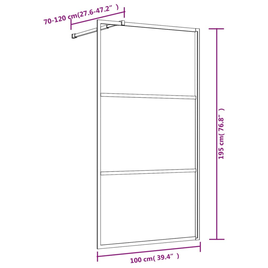 Inloopdouchewand Transparant Esg-Glas Kleurig 100 x 195 cm Goud Doorzichtig