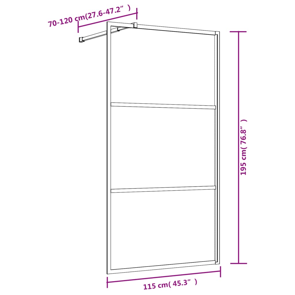 Inloopdouchewand Transparant Esg-Glas Kleurig 115 x 195 cm Goud Doorzichtig