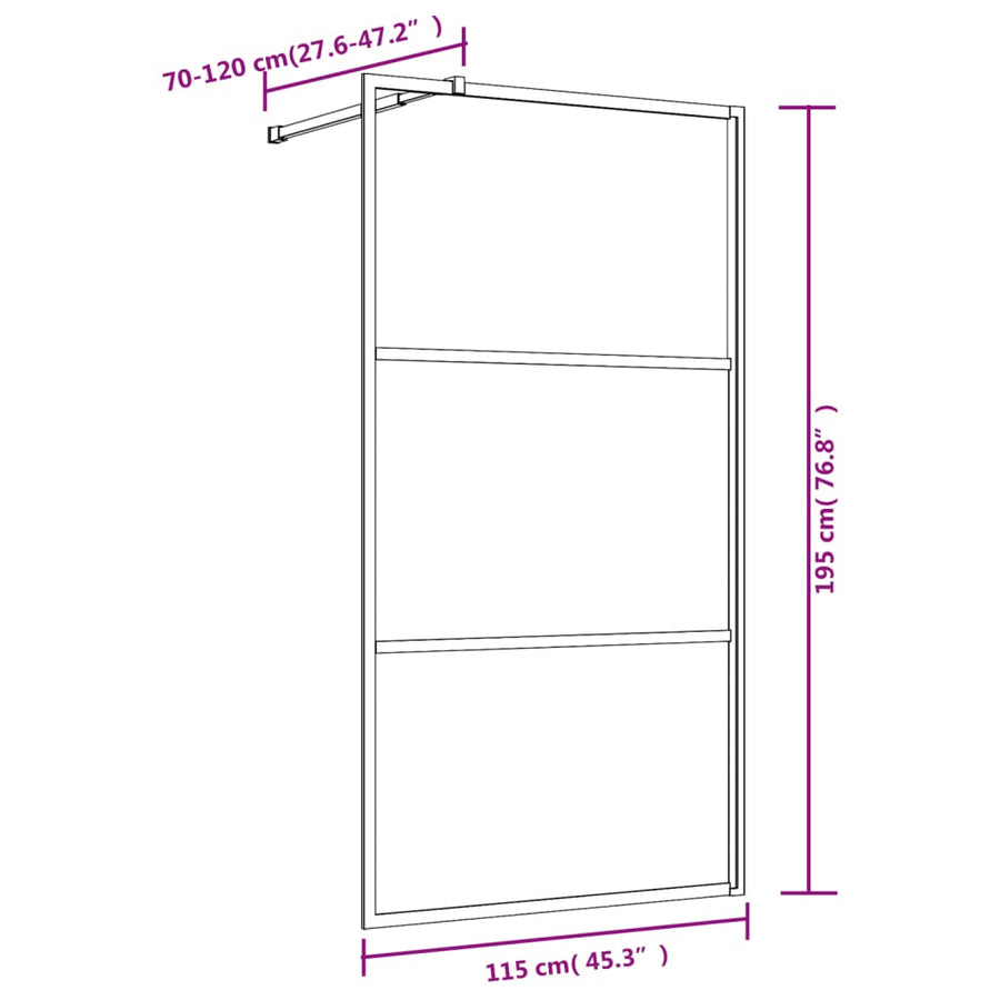 Inloopdouchewand Transparant Esg-Glas Kleurig 115 x 195 cm Goud Doorzichtig