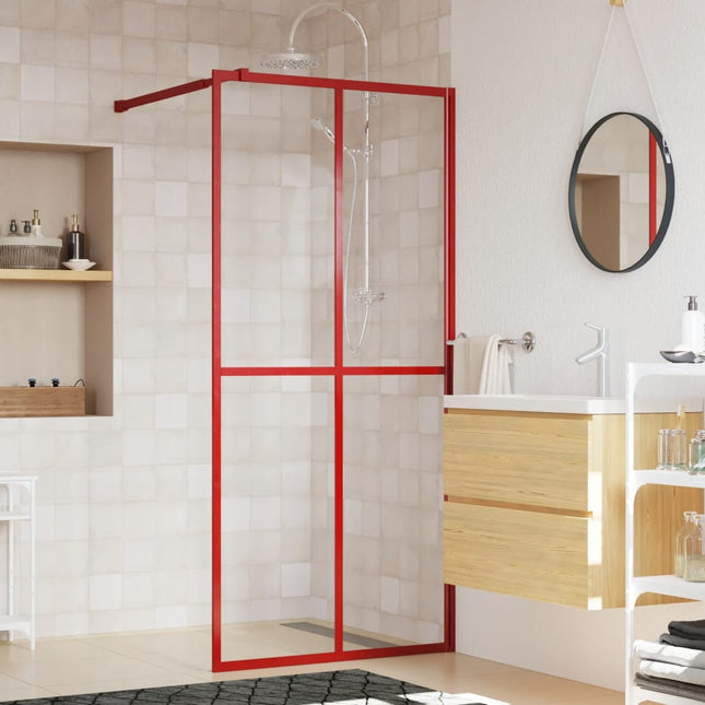 Inloopdouchewand Transparant Esg-Glas 80 x 195 cm Rood