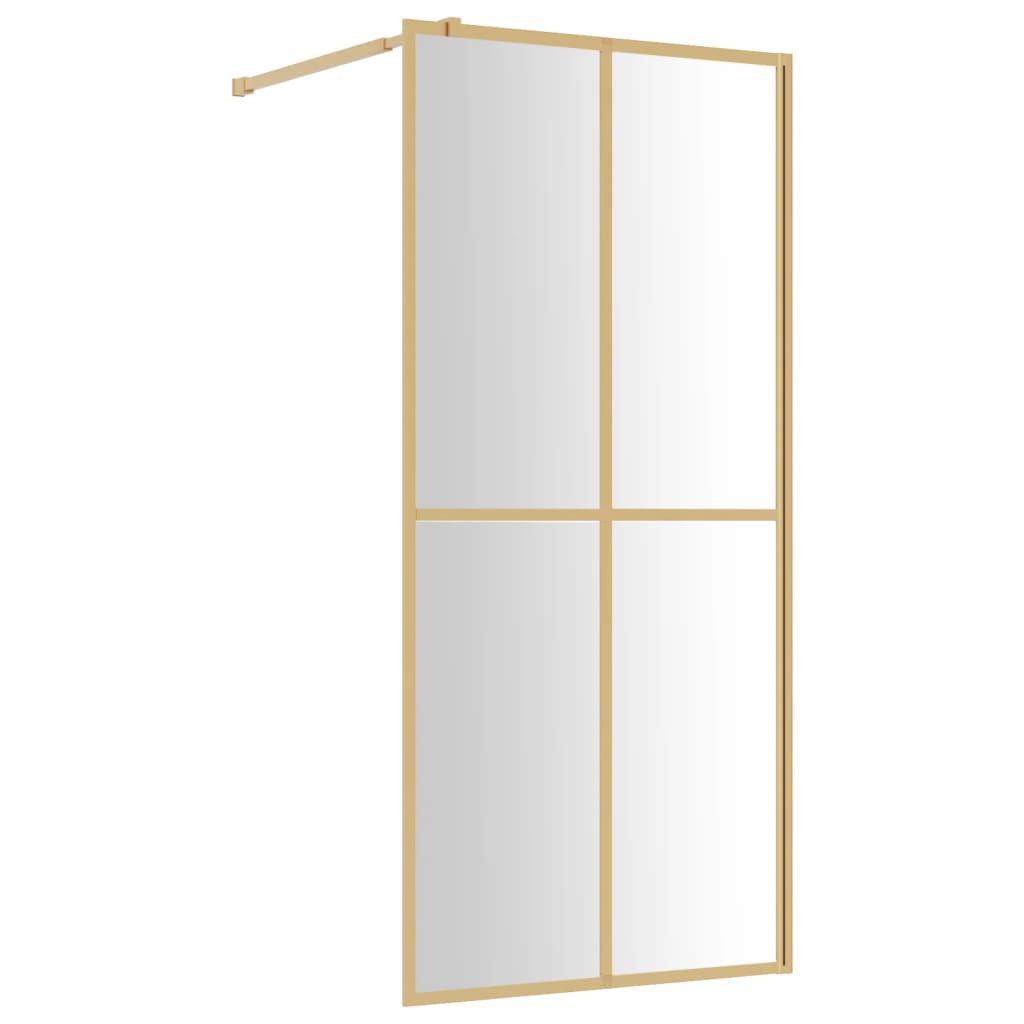 Inloopdouchewand Transparant Esg-Glas Kleurig 90 x 195 cm Goud