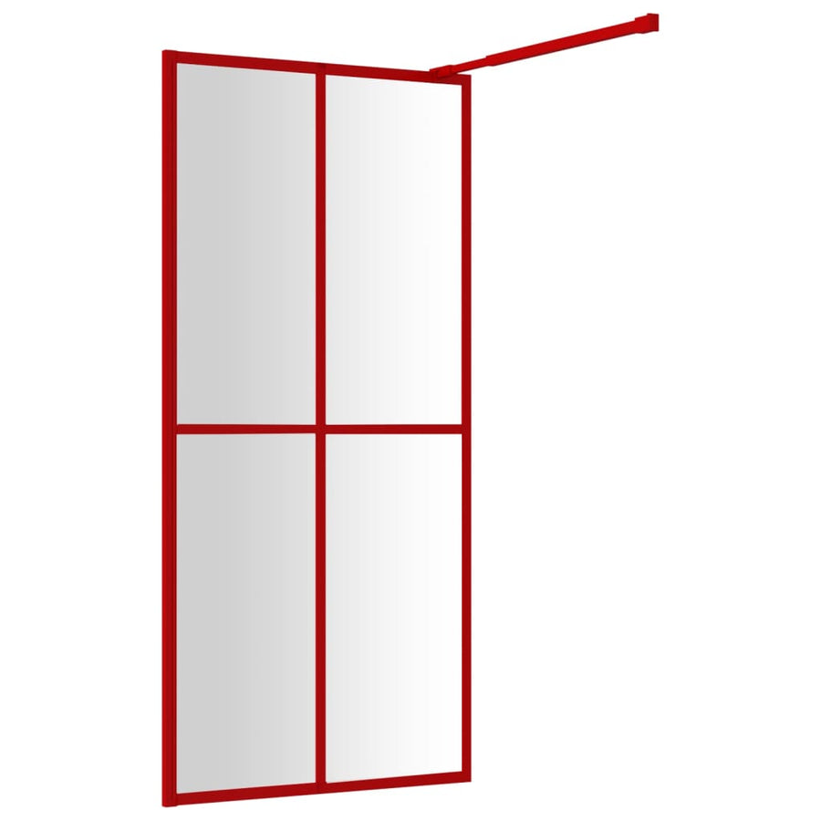 Inloopdouchewand Transparant Esg-Glas 100 x 195 cm Rood