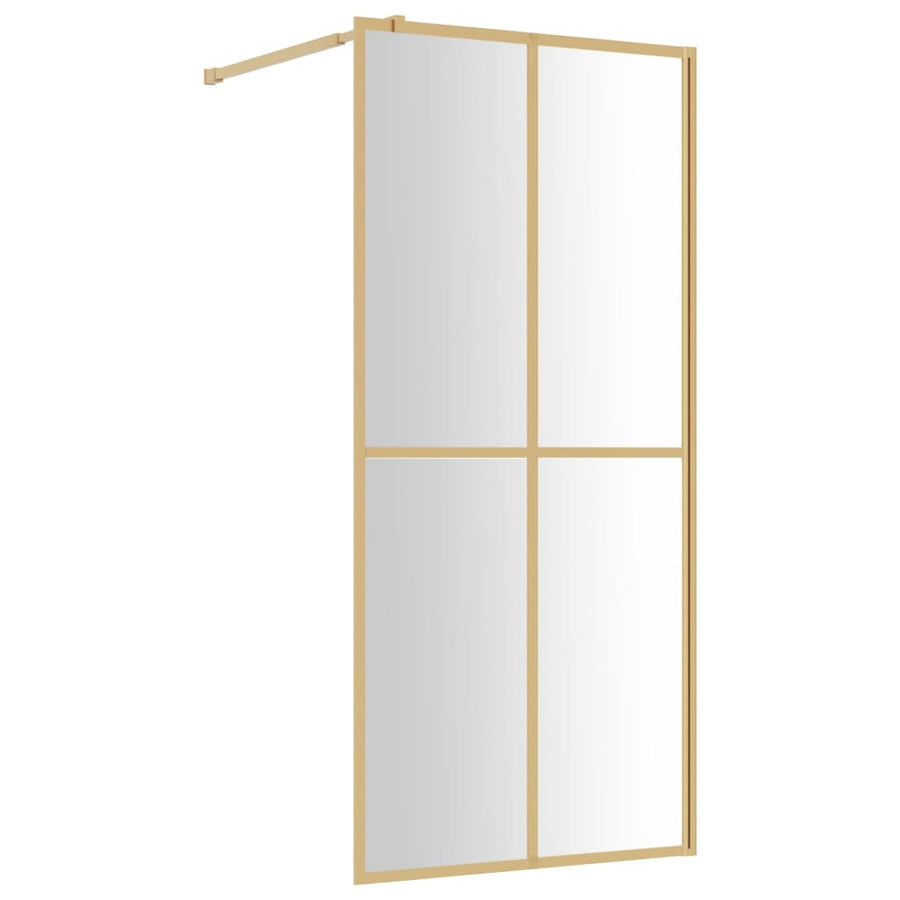 Inloopdouchewand Transparant Esg-Glas Kleurig 100 x 195 cm Goud