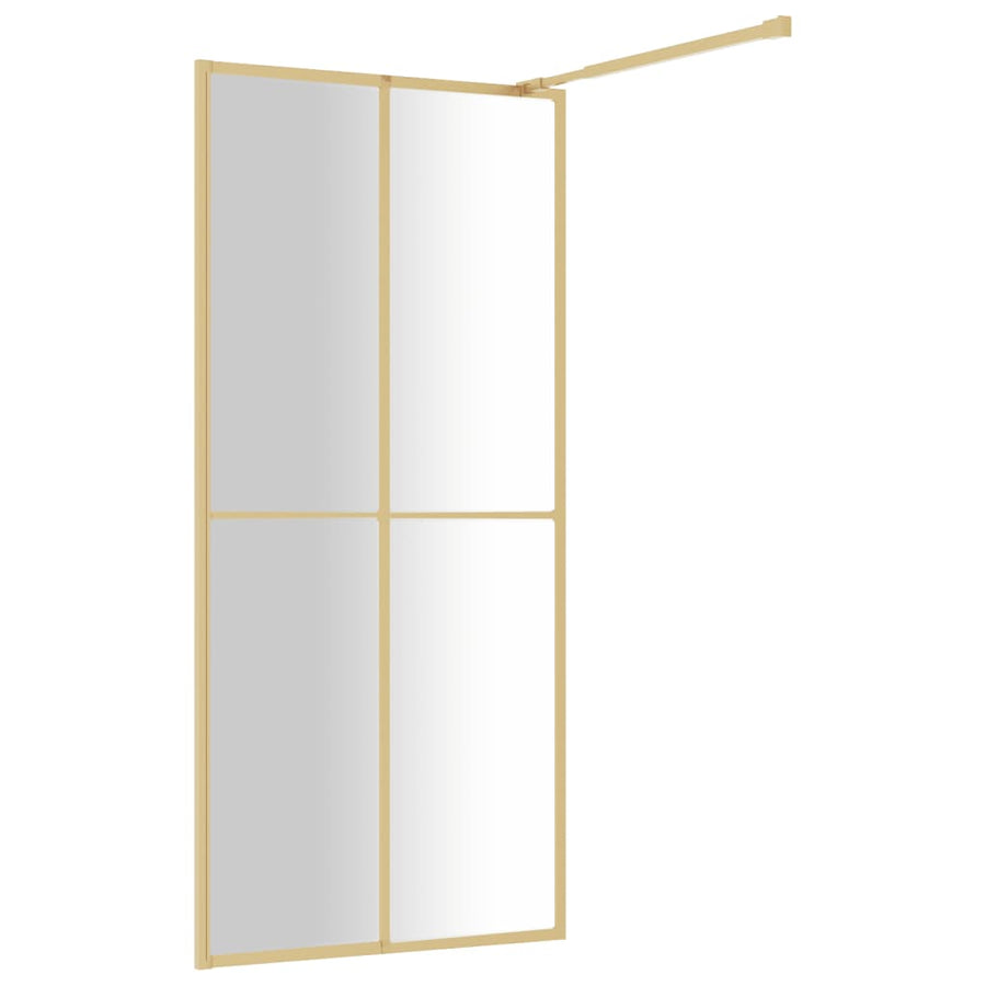 Inloopdouchewand Transparant Esg-Glas Kleurig 100 x 195 cm Goud