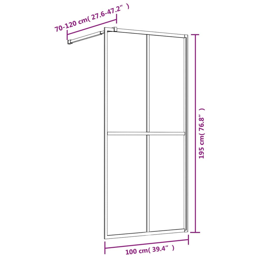 Inloopdouchewand Transparant Esg-Glas Kleurig 100 x 195 cm Goud