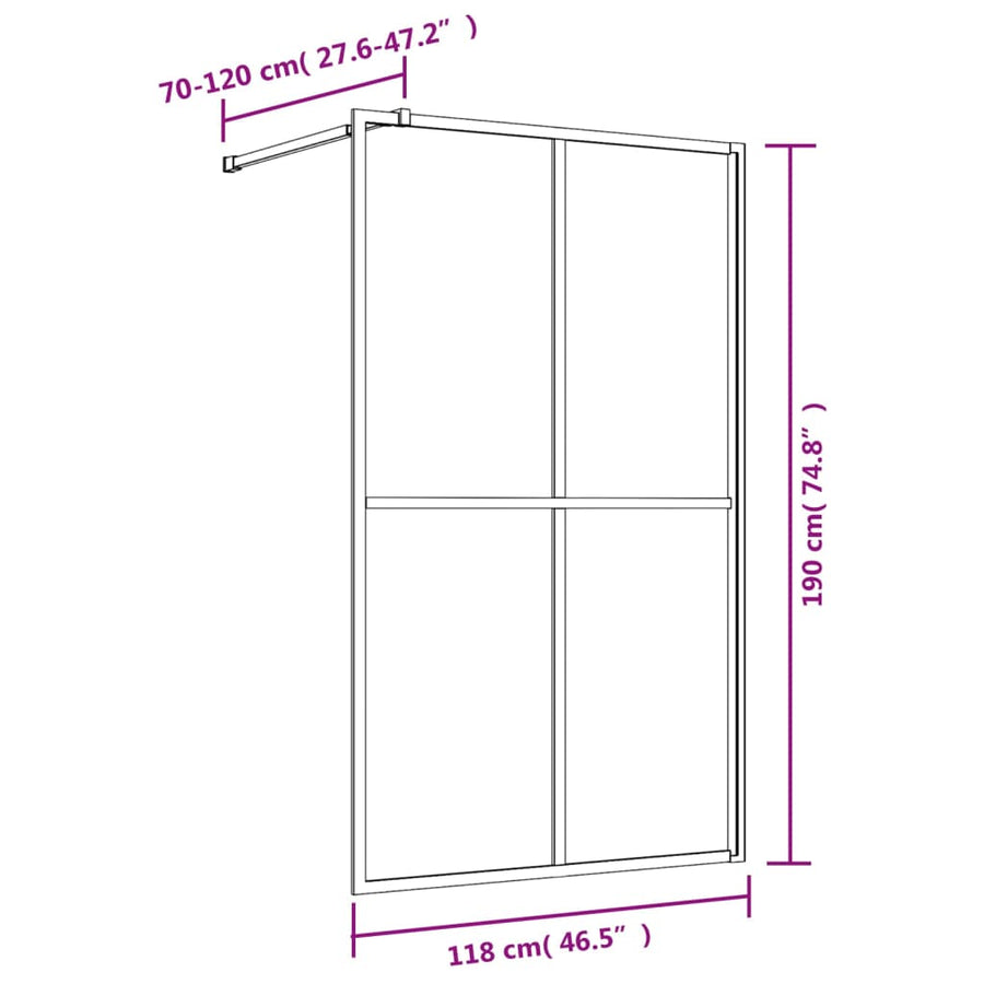 Inloopdouchewand Transparant Esg-Glas Kleurig 118 x 195 cm Goud