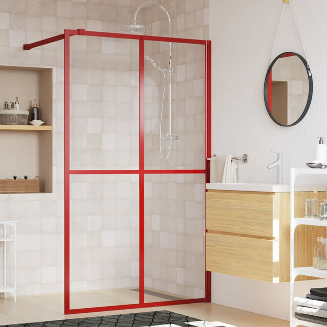 Inloopdouchewand Transparant Esg-Glas 140 x 195 cm Rood