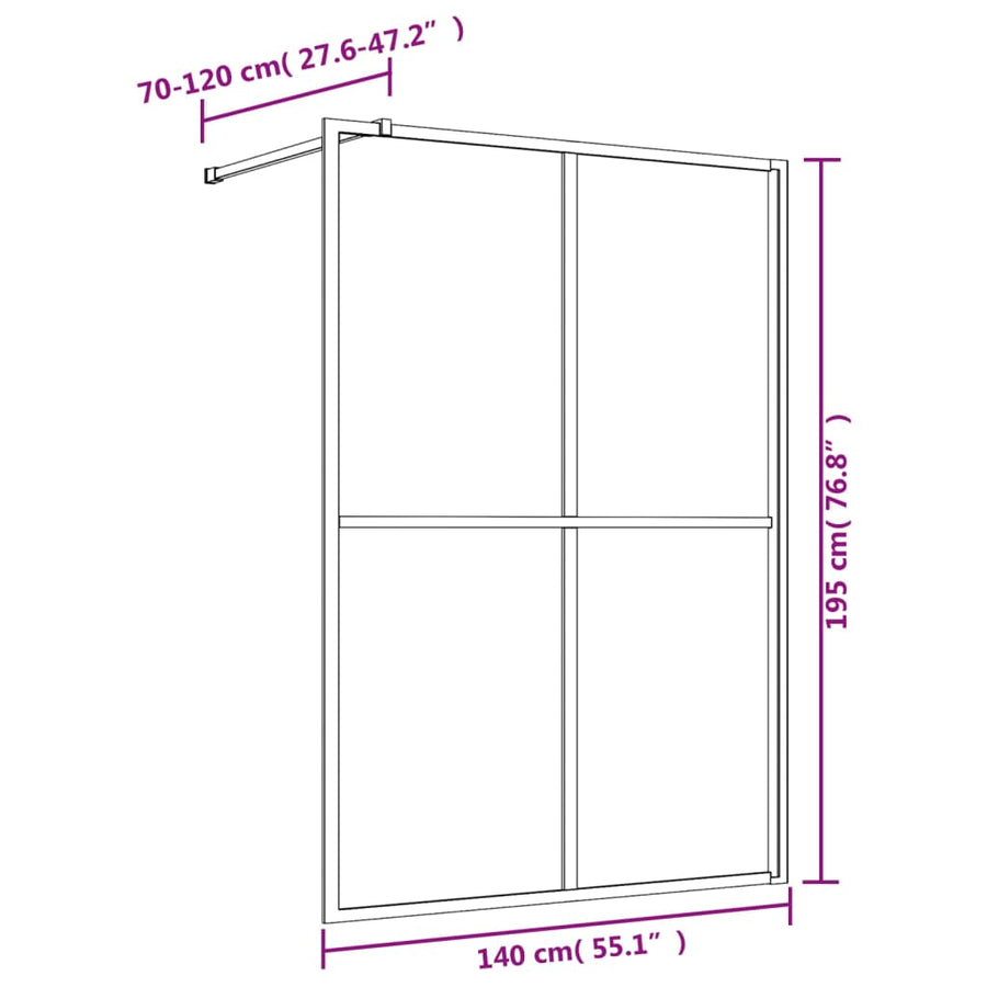 Inloopdouchewand Transparant Esg-Glas Kleurig 140 x 195 cm Goud