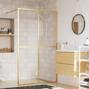 Inloopdouchewand 140x195 cm goud ESG-glas