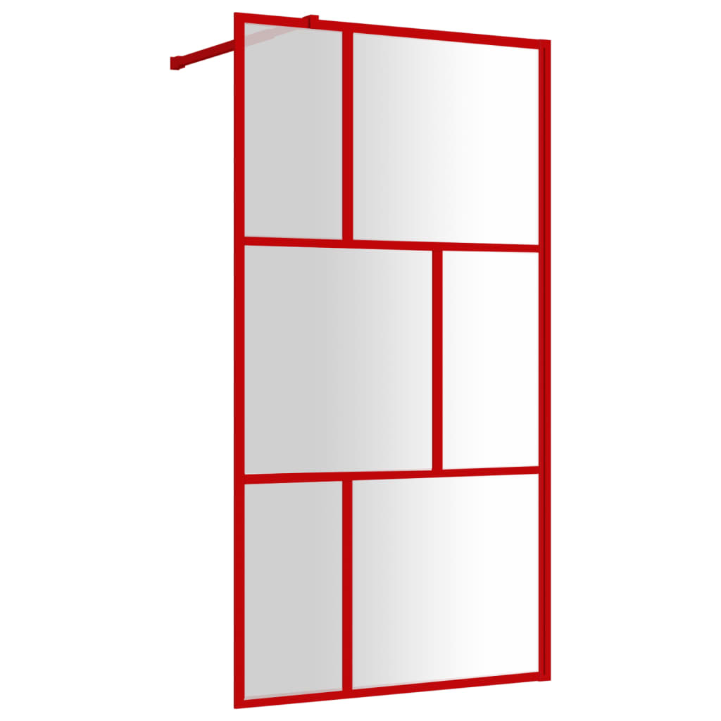 Inloopdouchewand transparant 100x195 cm ESG-glas rood 100 x 195 cm Rood