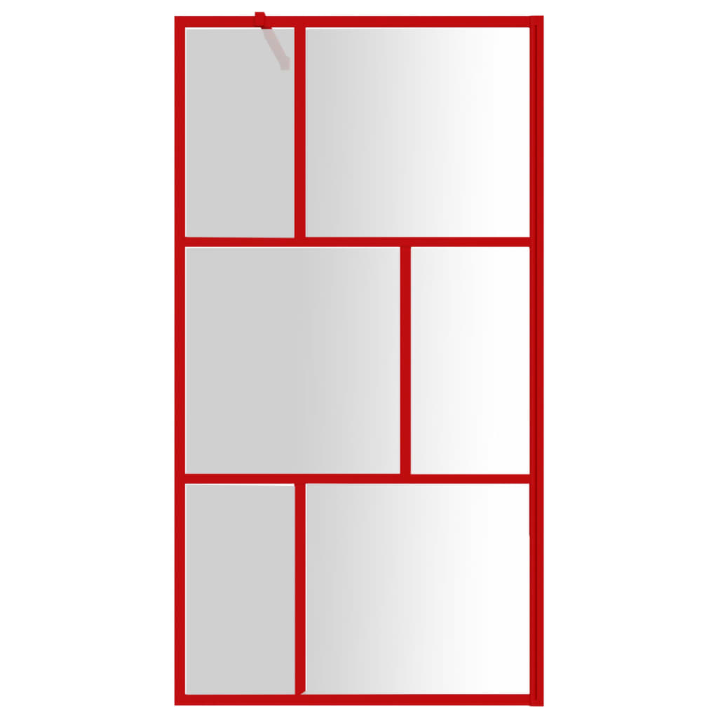 Inloopdouchewand transparant 100x195 cm ESG-glas rood 100 x 195 cm Rood