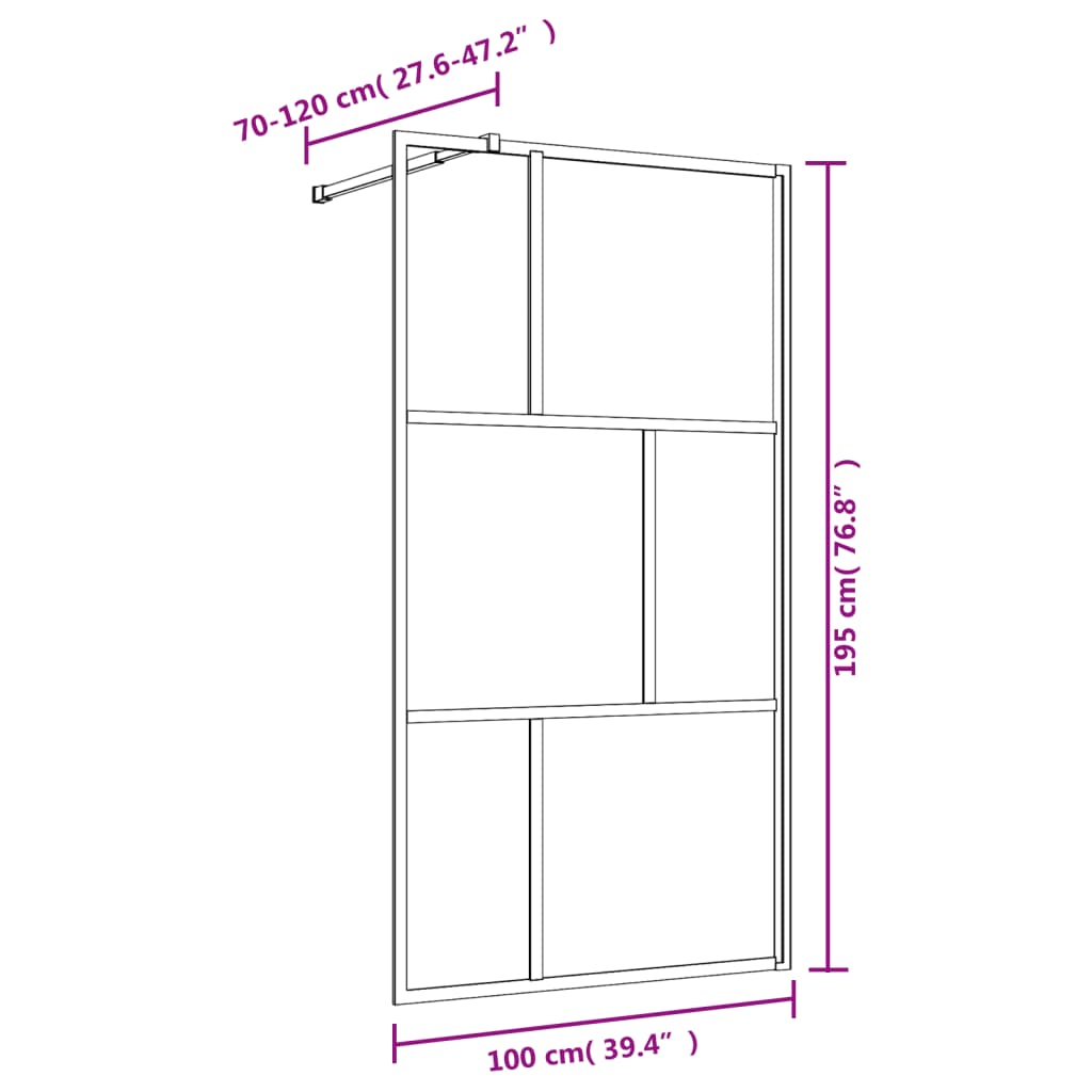 Inloopdouchewand transparant 100x195 cm ESG-glas rood 100 x 195 cm Rood