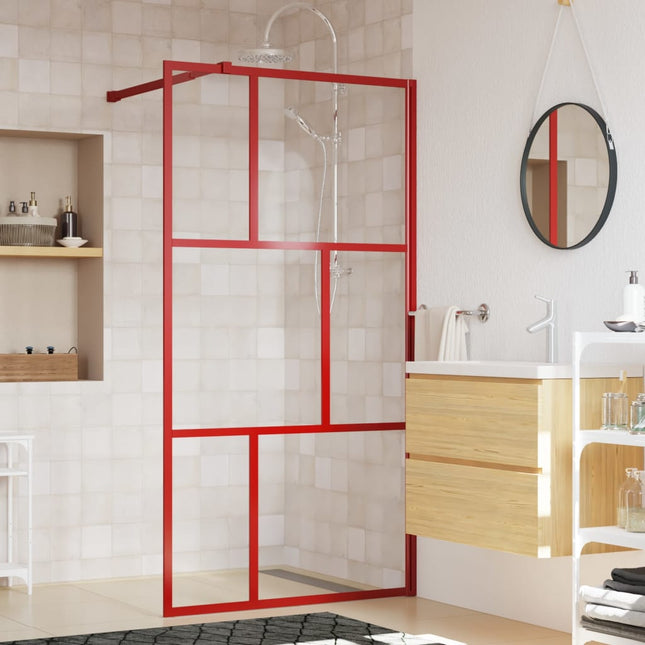 Inloopdouchewand transparant 115x195 cm ESG-glas rood 115 x 195 cm Rood