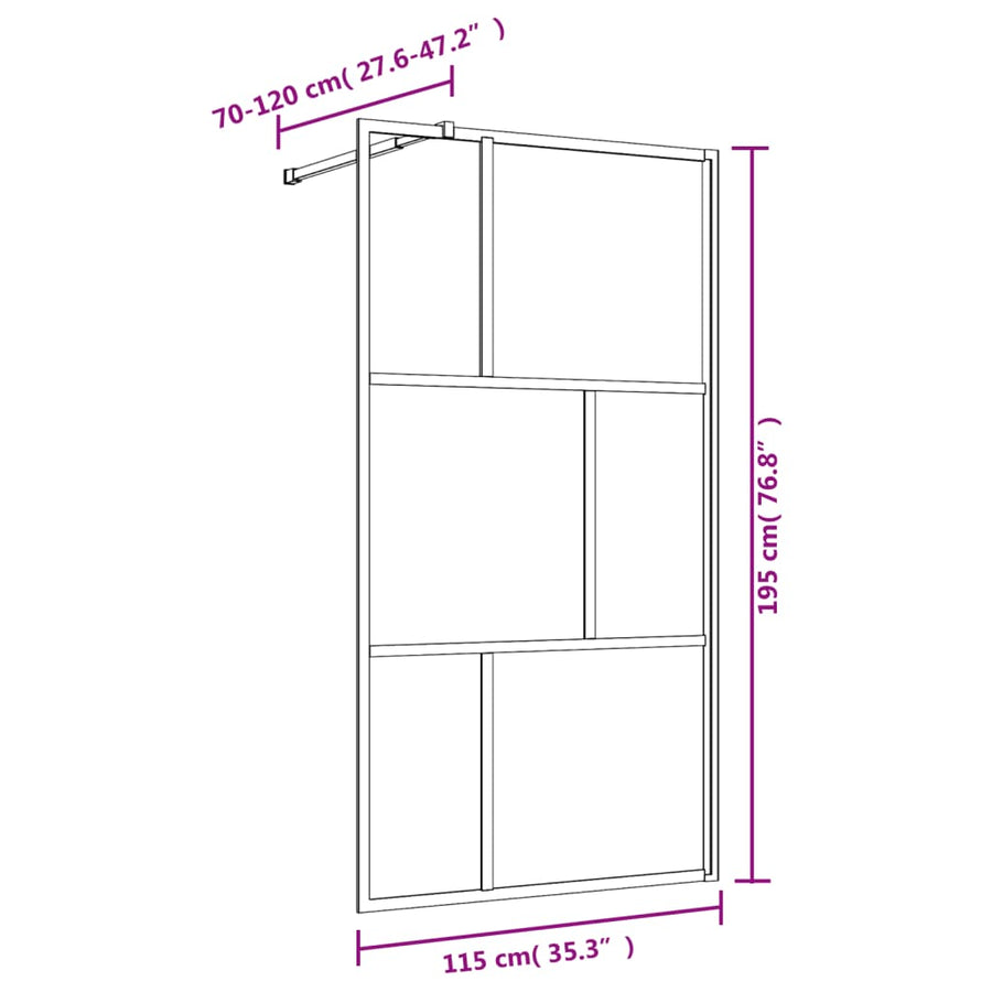 Inloopdouchewand Transparant Esg-Glas Kleurig 115 x 195 cm Goud