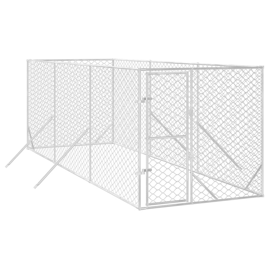 Hondenkennel Voor Buiten Gegalvaniseerd Staal Zilver 2 x 6 x 2 m