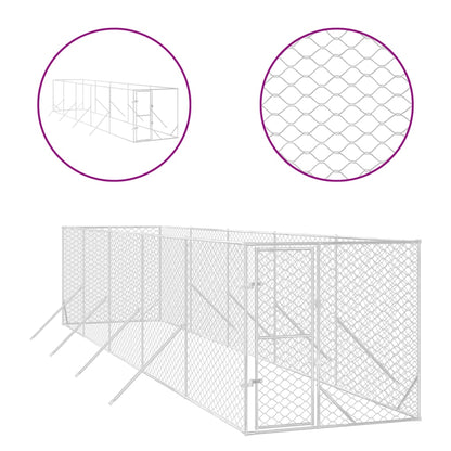 Hondenkennel Voor Buiten Gegalvaniseerd Staal Zilver 2 x 10 x 2 m