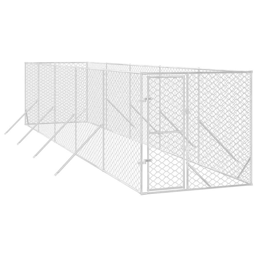 Hondenkennel Voor Buiten Gegalvaniseerd Staal Zilver 2 x 10 x 2 m