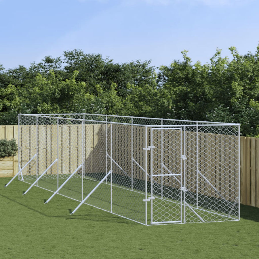 Hondenkennel Voor Buiten Gegalvaniseerd Staal Zilver 2 x 10 x 2 m