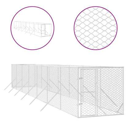 Hondenkennel Voor Buiten Gegalvaniseerd Staal Zilver 2 x 14 x 2 m