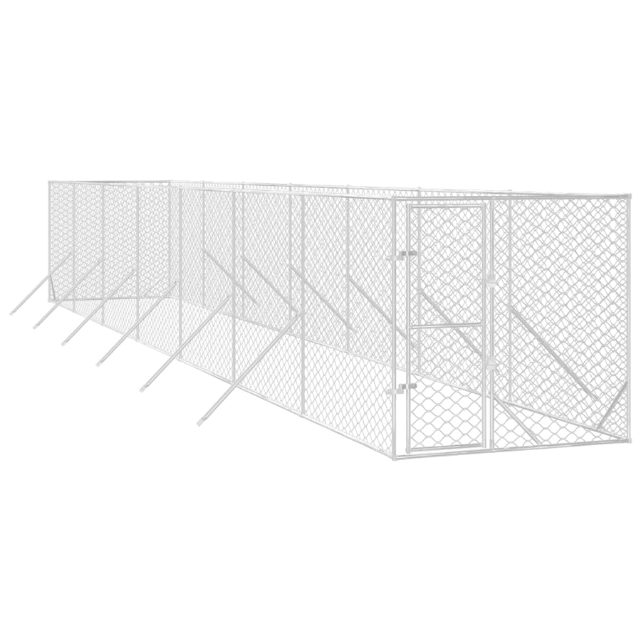 Hondenkennel Voor Buiten Gegalvaniseerd Staal Zilver 2 x 14 x 2 m