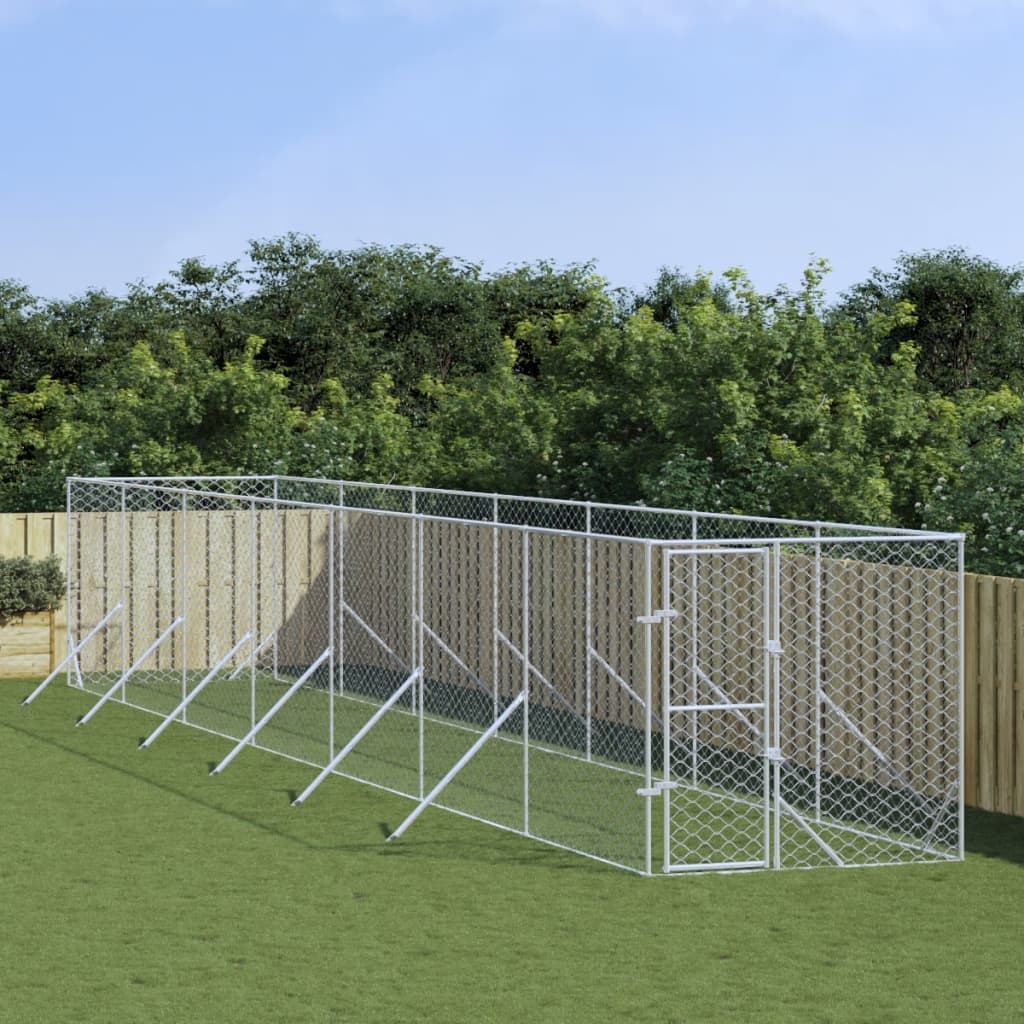 Hondenkennel Voor Buiten Gegalvaniseerd Staal Zilver 2 x 14 x 2 m