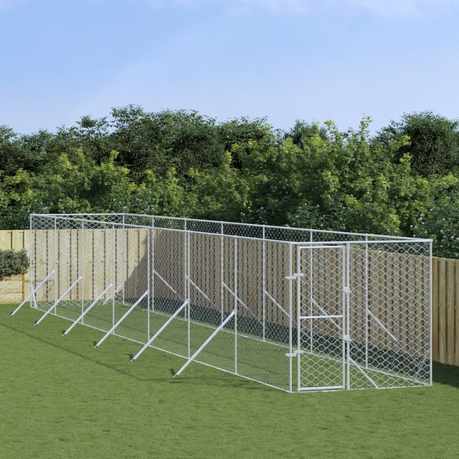 Hondenkennel Voor Buiten Gegalvaniseerd Staal Zilver 2 x 14 x 2 m