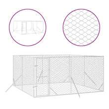 Hondenkennel Voor Buiten Gegalvaniseerd Staal Zilver 4 x 4 x 2 m