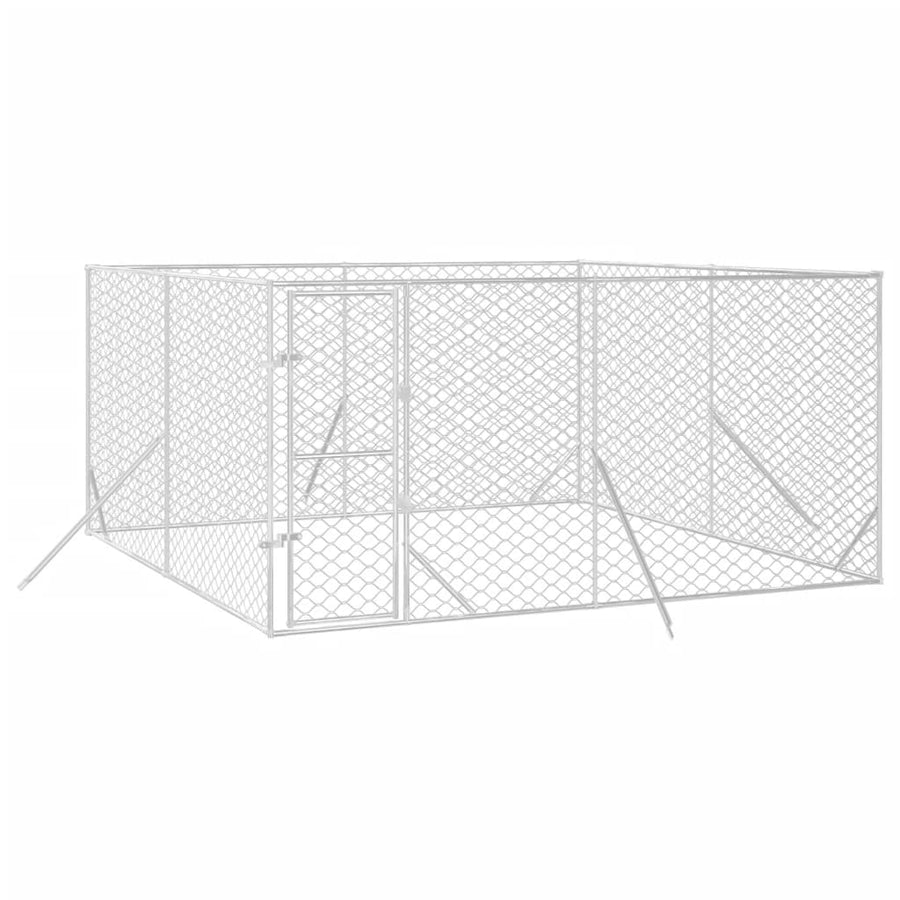 Hondenkennel Voor Buiten Gegalvaniseerd Staal Zilver 4 x 4 x 2 m