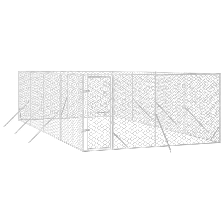 Hondenkennel Voor Buiten Gegalvaniseerd Staal Zilver 4 x 8 x 2 m