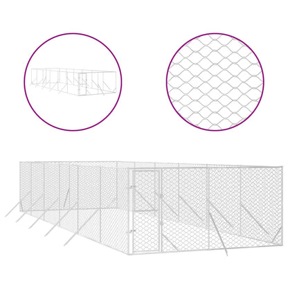 Hondenkennel Voor Buiten Gegalvaniseerd Staal Zilver 4 x 12 x 2 m