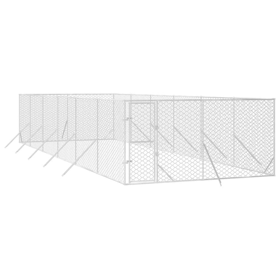 Hondenkennel Voor Buiten Gegalvaniseerd Staal Zilver 4 x 12 x 2 m