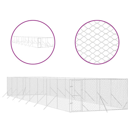 Hondenkennel Voor Buiten Gegalvaniseerd Staal Zilver 4 x 16 x 2 m