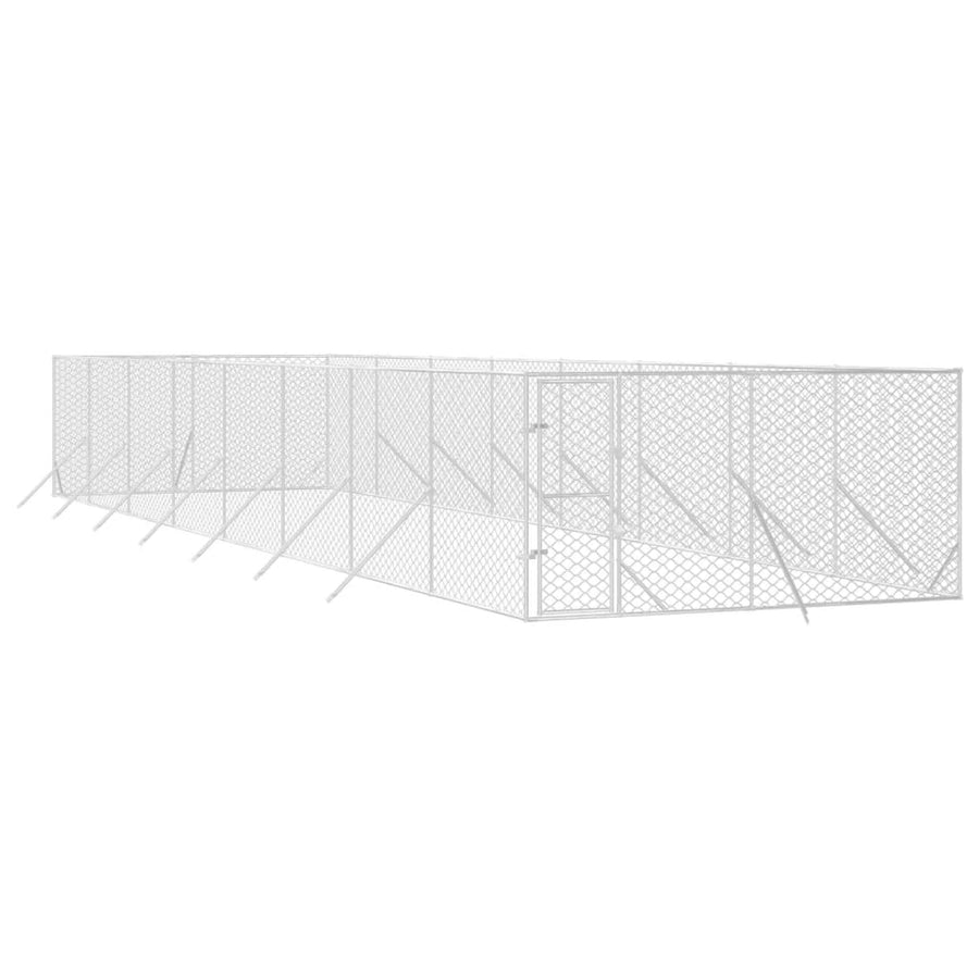 Hondenkennel Voor Buiten Gegalvaniseerd Staal Zilver 4 x 16 x 2 m