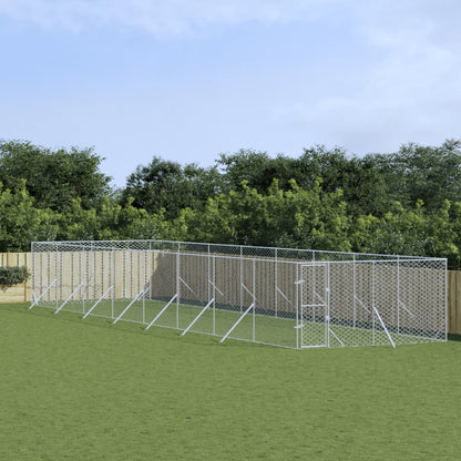 Hondenkennel Voor Buiten Gegalvaniseerd Staal Zilver 4 x 16 x 2 m