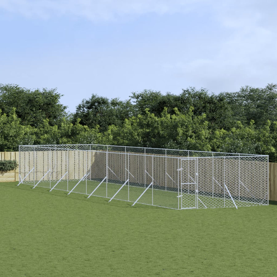 Hondenkennel Voor Buiten Gegalvaniseerd Staal Zilver 4 x 16 x 2 m