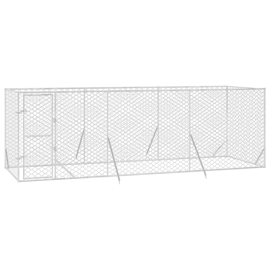 Hondenkennel Voor Buiten Gegalvaniseerd Staal Zilver 6 x 2 x 2 m