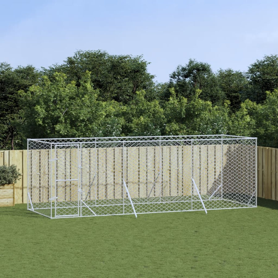 Hondenkennel Voor Buiten Gegalvaniseerd Staal Zilver 6 x 2 x 2 m