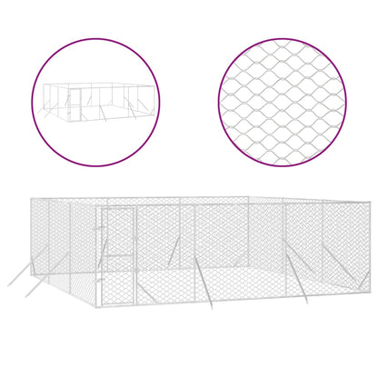 Hondenkennel Voor Buiten Gegalvaniseerd Staal Zilver 6 x 6 x 2 m