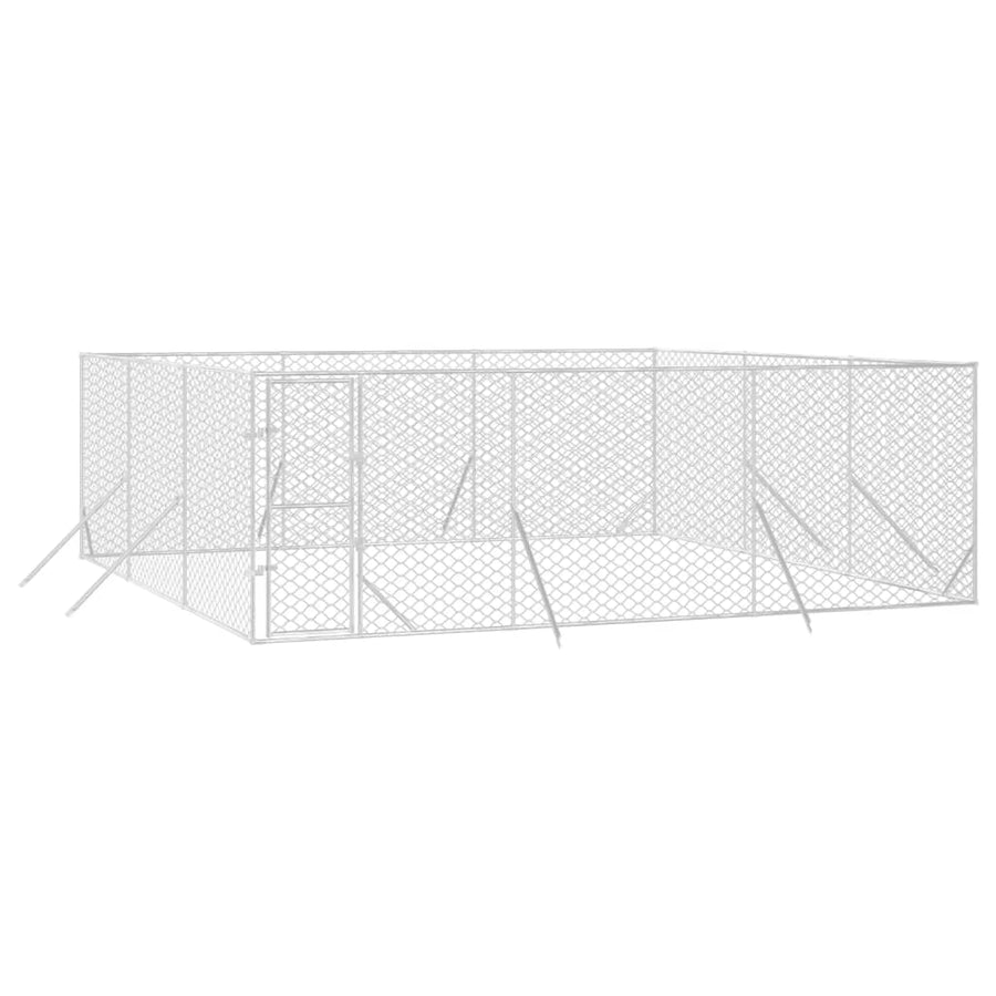 Hondenkennel Voor Buiten Gegalvaniseerd Staal Zilver 6 x 6 x 2 m
