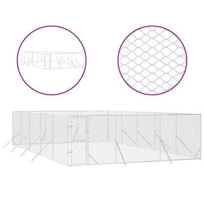 Hondenkennel Voor Buiten Gegalvaniseerd Staal Zilver 6 x 10 x 2 m